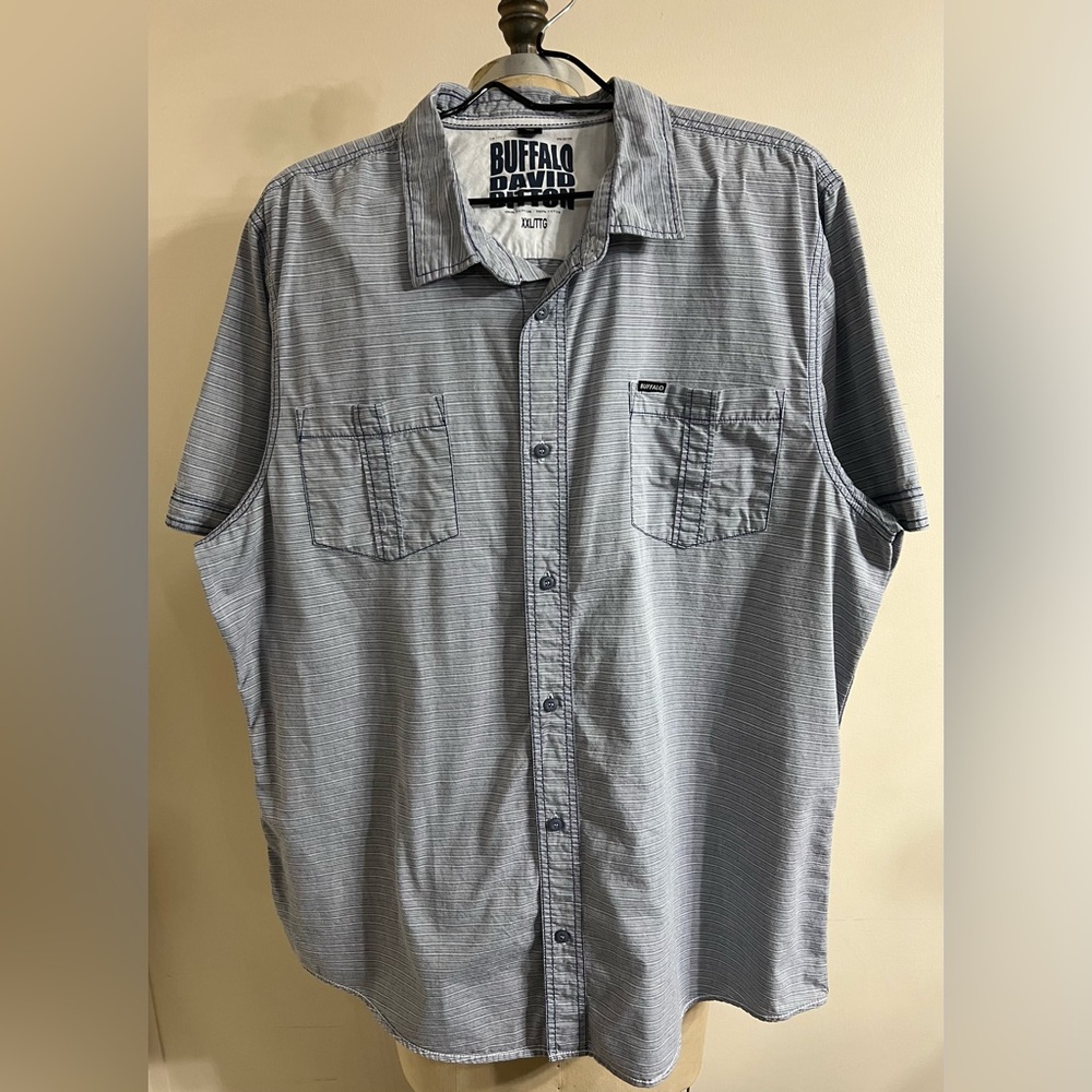 Buffalo David Bitton Seaton Blue Stripe
Short Slv Bottom Front Shirt Size XXL